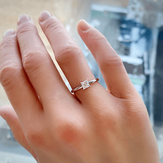Classic Princess Cut Diamond Engagement Ring,  Enlarge image 4