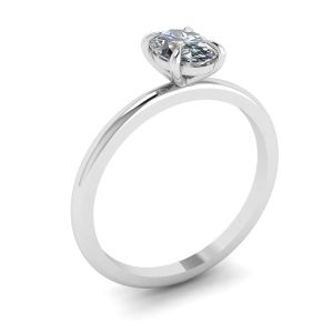 Classic Oval Diamond Solitaire Ring White Gold - Photo 3