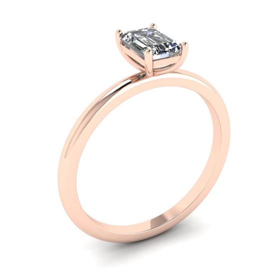Emerald Cut Diamond Ring Rose Gold,  Enlarge image 4