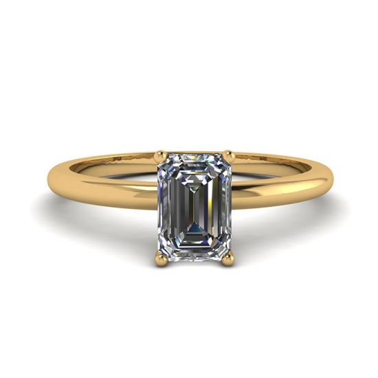 Emerald Cut Diamond Ring Yellow Gold, Enlarge image 1