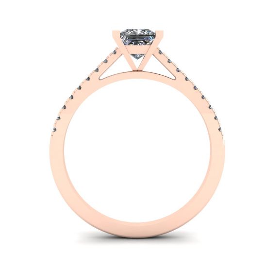 Princess Cut Scalloped Pave Engagement Ring Rose Gold, More Image 0