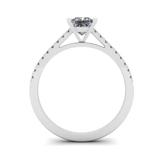 Princess Cut Scalloped Pave Engagement Ring, More Image 0