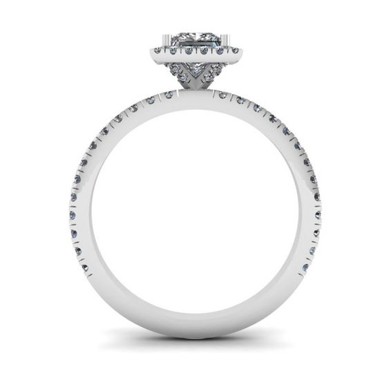 Princess-Cut Floating Halo Diamond Engagement Ring, More Image 0
