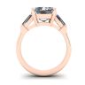 Three-Stone Emerald and Baguette Diamond Engagement Ring Rose Gold, Image 2