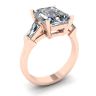 Three-Stone Emerald and Baguette Diamond Engagement Ring Rose Gold, Image 4