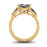 Three-Stone Emerald and Baguette Diamond Engagement Ring Yellow Gold, Image 2