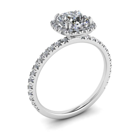 Cushion Diamond Halo Engagement Ring,  Enlarge image 4