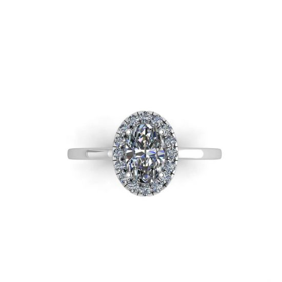 Oval Diamond Halo Engagement Ring, Image 1