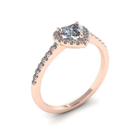 Heart Diamond Halo Engagement Ring Rose Gold,  Enlarge image 4