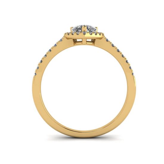 Heart Diamond Halo Engagement Ring Yellow Gold,  Enlarge image 2