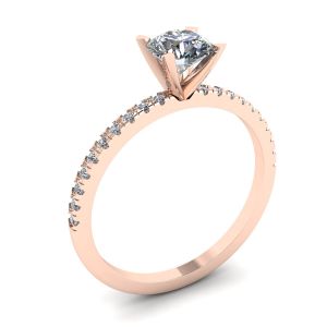 Classic Round Diamond Ring with thin side pave Rose Gold - Photo 3