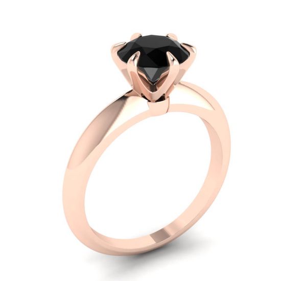 Engagement Ring Rose Gold 1 carat Black Diamond 2980R,  Enlarge image 4