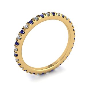 Riviera Pave Sapphire and Diamond Eternity Ring  Style Yellow Gold - Photo 3