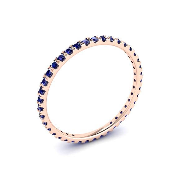 Riviera Pave Sapphire Eternity Ring Rose Gold,  Enlarge image 4