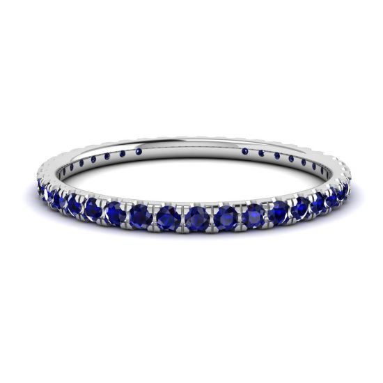 Riviera Pave Sapphire Eternity Ring White Gold, Enlarge image 1