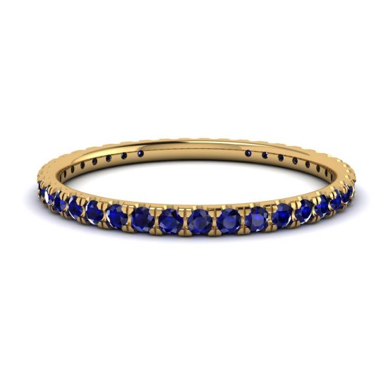 Riviera Pave Sapphire Eternity Ring Yellow Gold, Enlarge image 1