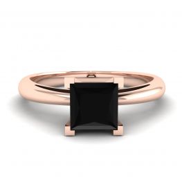 Square Black Diamond Ring Rose Gold