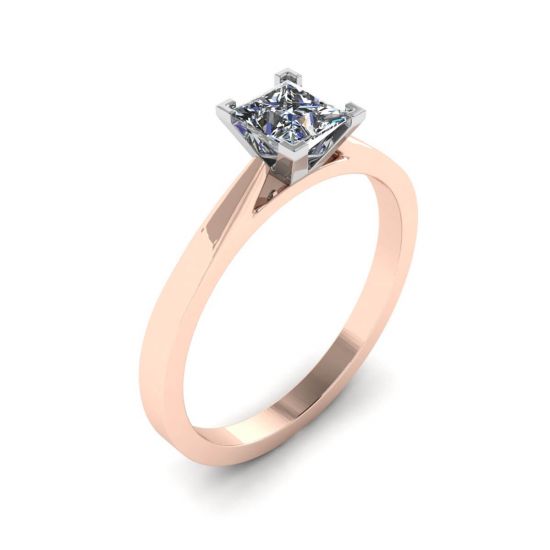 Square Diamond Ring in White and Rose Gold,  Enlarge image 4