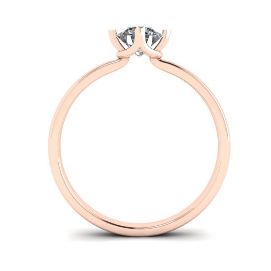 Reversed Prong Style Round Diamond Ring in Rose Gold,  Enlarge image 2