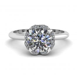 Lace Flower Cushion Diamond Ring White Gold Lace Flower Cushion Diamond Ring White Gold