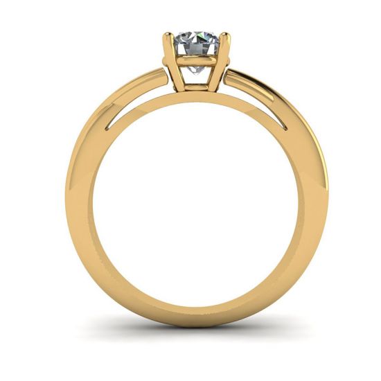 X Cross Ring with Round Diamond Yellow Gold,  Enlarge image 2
