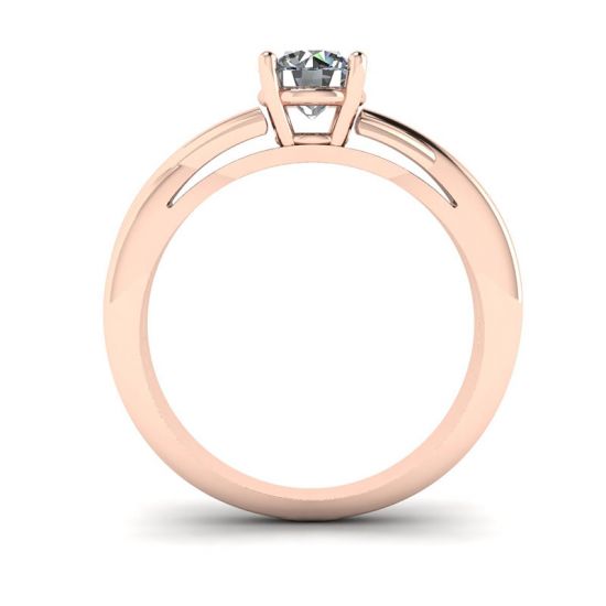 X Cross Ring with Round Diamond Rose Gold,  Enlarge image 2