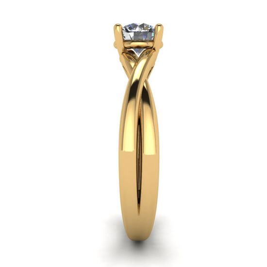 X Cross Ring with Round Diamond Yellow Gold, More Image 1
