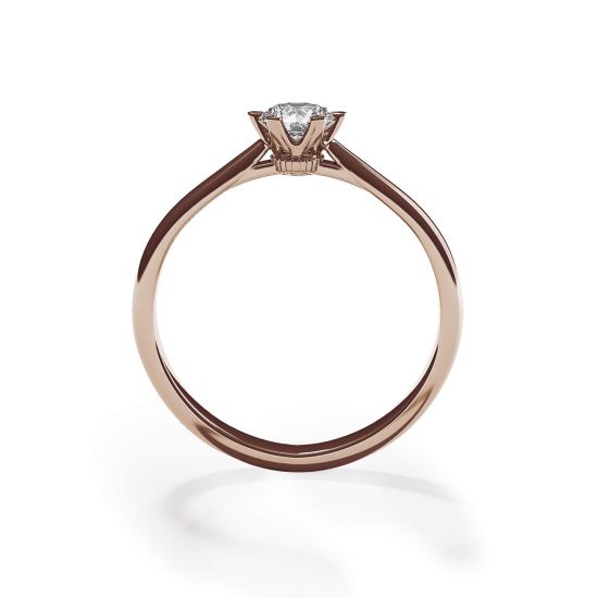 Crown diamond 6-prong engagement ring in rose gold, More Image 0