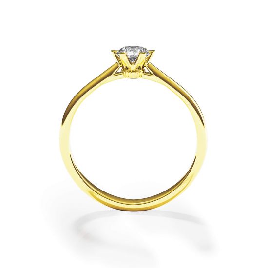 Crown diamond 6-prong engagement ring in yellow gold, More Image 0