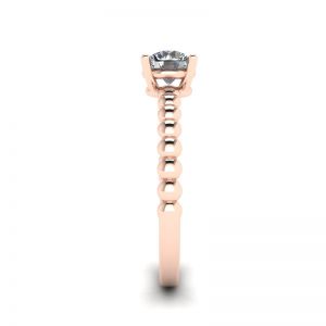 Round Diamond Solitaire on Beaded Ring in Rose Gold - Photo 2