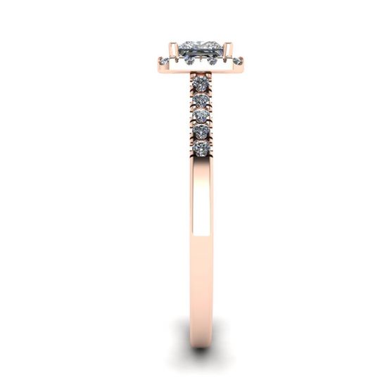 Halo Princess Cut Diamond Ring in Rose Gold,  Enlarge image 3