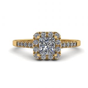Halo Princess Cut Diamond Ring in Yellow Gold