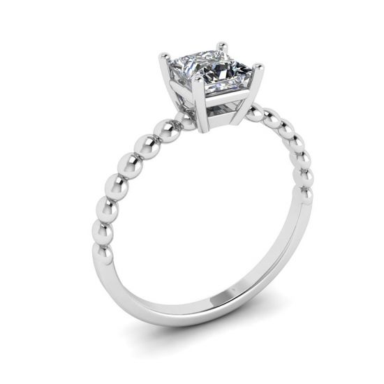 Bearded Ring with Princess Cut Diamond,  Enlarge image 4