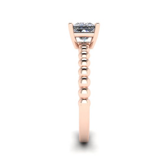 Bearded Ring with Princess Cut Diamond in 18K Rose Gold, More Image 1
