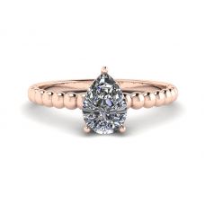 Beaded Band Pear Cut Engagement Ring Rose Gold