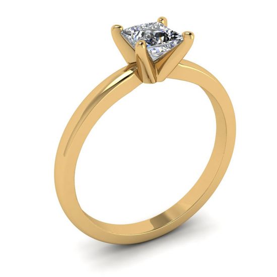 Mixed Gold Engagement ring with Princess Diamond,  Enlarge image 4