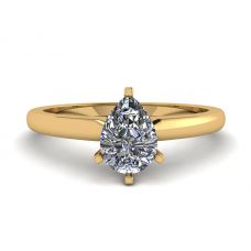 Pear Diamond Solitaire Ring in 6 prongs Yellow Gold