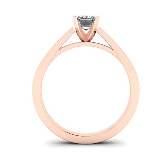 Futuristic Style Emerald Cut Diamond Ring in 18K Rose Gold,  Enlarge image 2