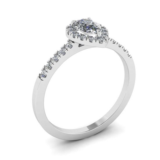 Pear Diamond Ring with Halo,  Enlarge image 4