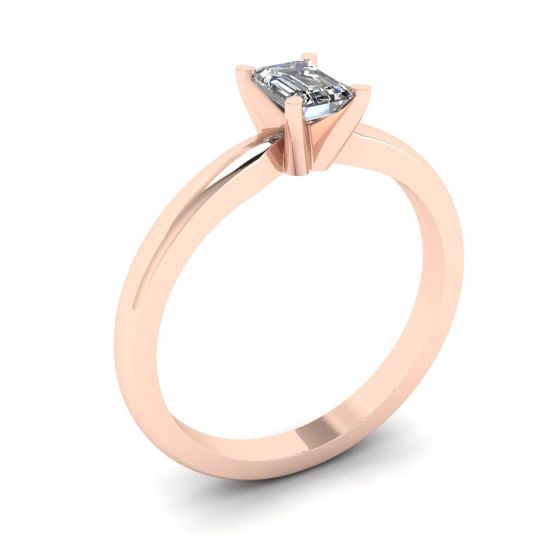 Rectangular Diamond Ring in White-Rose Gold,  Enlarge image 4