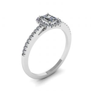 Emerald Cut Diamond Ring with Halo - Photo 3