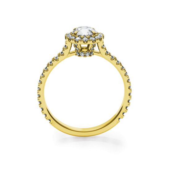 Halo Round Diamond Ring in 18K Yellow Gold,  Enlarge image 4