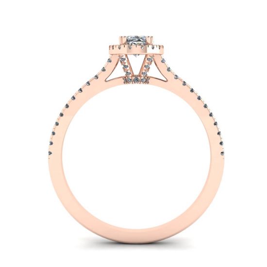 Halo Diamond Oval Cut Ring in 18K Rose Gold,  Enlarge image 2