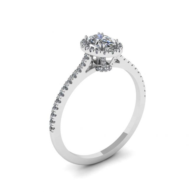 Halo Diamond Oval Cut Ring - Photo 3