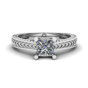 Oriental Style Princess Cut Diamond Ring