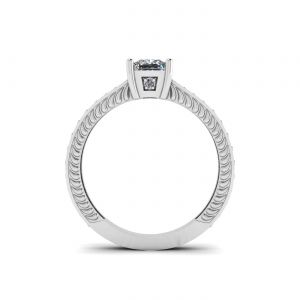 Oriental Style Princess Cut Diamond Ring with Pave - Photo 1