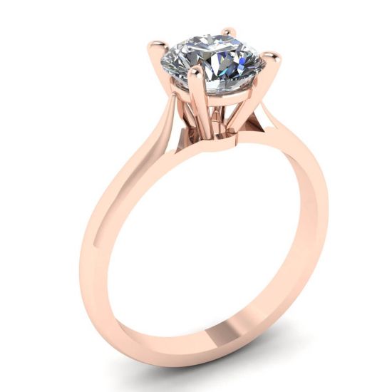 Classic Diamond Ring with One Diamond in Rose Gold,  Enlarge image 4