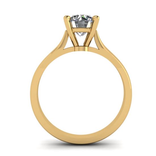 Classic Diamond Ring with One Diamond in Yellow Gold,  Enlarge image 2