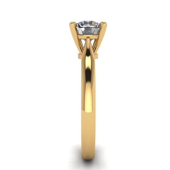 Classic Diamond Ring with One Diamond in Yellow Gold,  Enlarge image 3