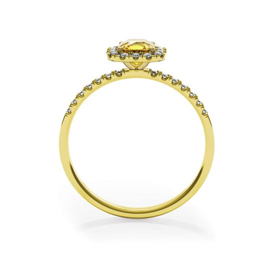 Cushion 0.5 ct Yellow Diamond Ring with Halo Yellow Gold, More Image 0